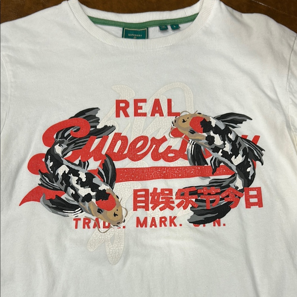 Superdry White Graphic Tee with Koi Fish Design